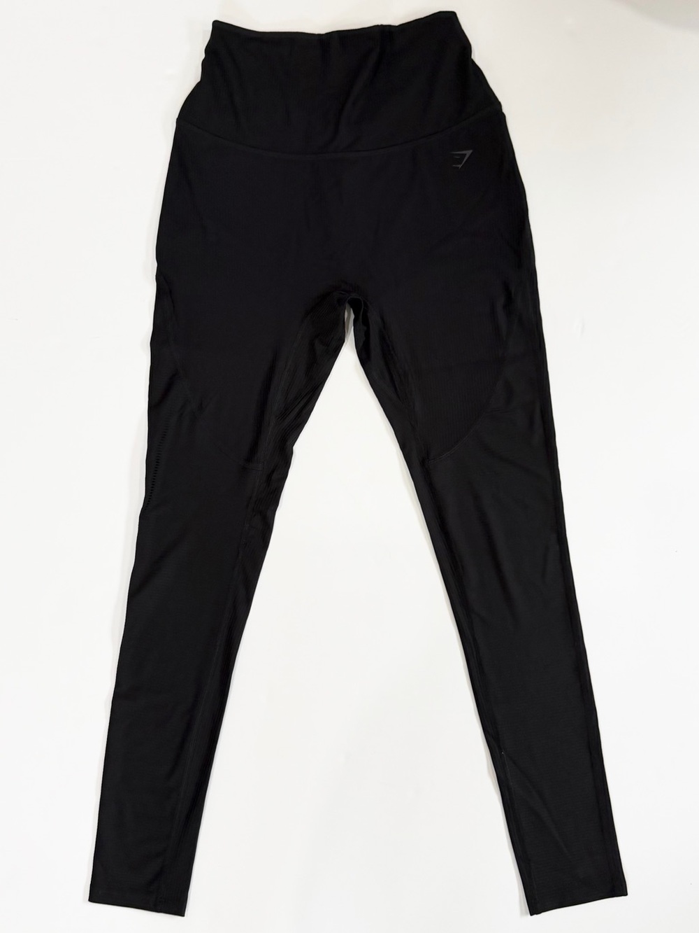 Gymshark Mesh Panel Ribbed High Rise Leggings Black M